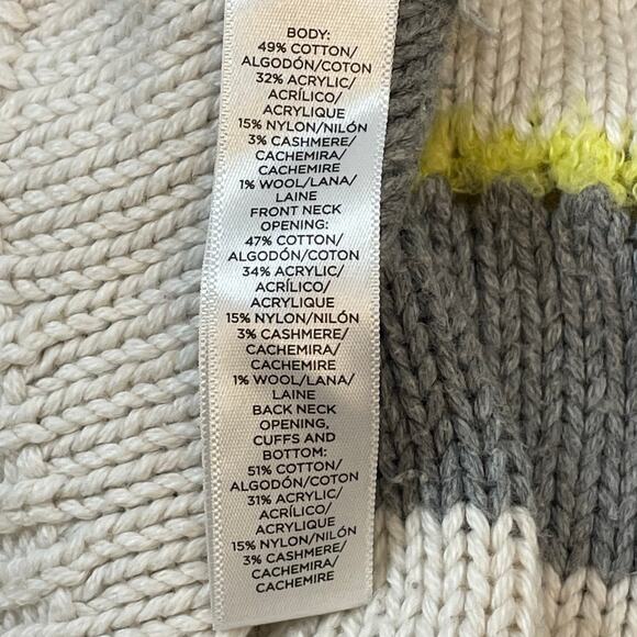 Lou & Grey Striped Sweater Women’s S Balloon Sleeve Raw Seam Cotton Cashmere - Picture 5 of 7